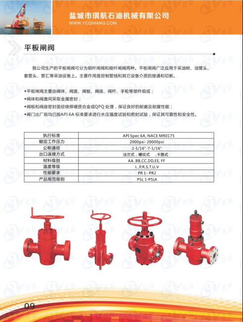 平板閘閥，API 6A 閘閥